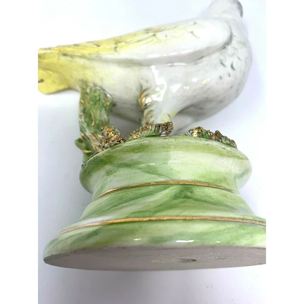 Vintage Freeman Leidy Majolica Ceramic Bird Sculpture 9 3/4